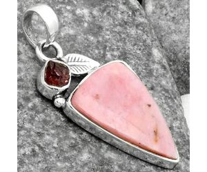 Pink Tulip Quartz & Tourmaline Rough Pendant SDP115732 P-1652, 15x22 mm