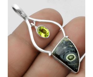 Natural Star Galaxy Jasper & Peridot Pendant SDP115861 P-1648, 12x19 mm