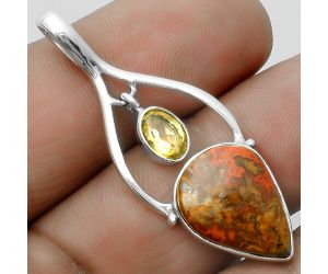 Rare Cady Mountain Agate & Citrine Pendant SDP115863 P-1648, 12x17 mm