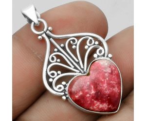 Valentine Gift Artisan - Heart Pink Thulite - Norway Pendant SDP115908 P-1541, 15x16 mm