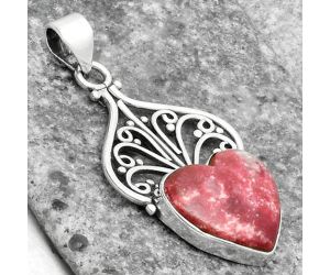 Valentine Gift Artisan - Heart Pink Thulite - Norway Pendant SDP115908 P-1541, 15x16 mm