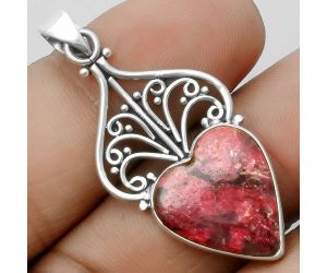 Valentine Gift Artisan - Heart Pink Thulite - Norway Pendant SDP115923 P-1541, 16x18 mm