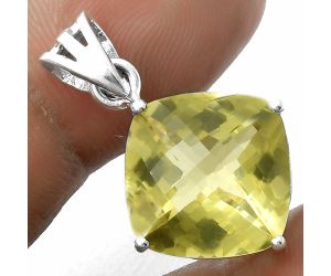 Faceted Natural Lemon Quartz Pendant SDP116082 P-1013, 14x14 mm