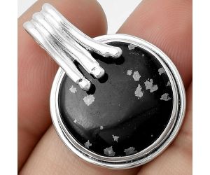 Natural Snow Flake Obsidian Pendant SDP116746 P-1664, 19x19 mm