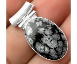 Natural Snow Flake Obsidian Pendant SDP117183 P-1621, 15x23 mm