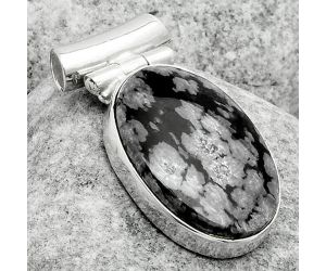 Natural Snow Flake Obsidian Pendant SDP117183 P-1621, 15x23 mm