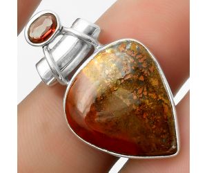 Natural Red Moss Agate & Garnet Pendant SDP117207 P-1159, 18x20 mm