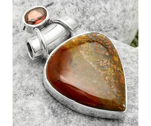 Natural Red Moss Agate & Garnet Pendant SDP117207 P-1159, 18x20 mm