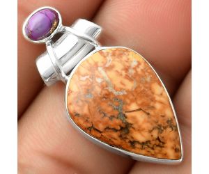 Maligano Jasper & Copper Purple Turquoise Pendant SDP117235 P-1159, 15x21 mm