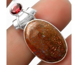 Natural Red Moss Agate & Garnet Pendant SDP117241 P-1159, 15x22 mm