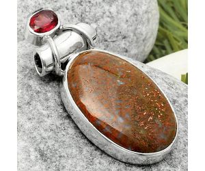 Natural Red Moss Agate & Garnet Pendant SDP117241 P-1159, 15x22 mm