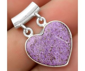 Valentine Gift Heart Natural Purpurite - South Africa Pendant SDP117332 P-1198, 18x19 mm