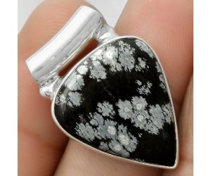 Natural Snow Flake Obsidian Pendant SDP117429 P-1259, 18x21 mm