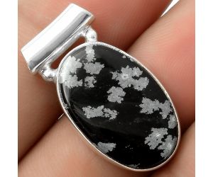 Natural Snow Flake Obsidian Pendant SDP117450 P-1259, 14x22 mm