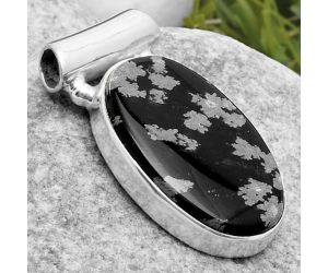 Natural Snow Flake Obsidian Pendant SDP117450 P-1259, 14x22 mm