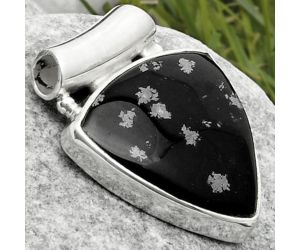 Natural Snow Flake Obsidian Pendant SDP117455 P-1259, 19x19 mm