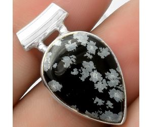 Natural Snow Flake Obsidian Pendant SDP117459 P-1259, 15x22 mm