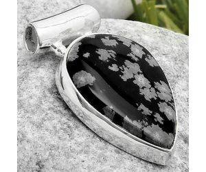 Natural Snow Flake Obsidian Pendant SDP117459 P-1259, 15x22 mm