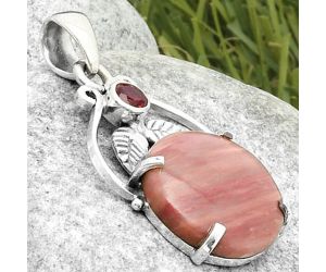 Natural Pink Tulip Quartz & Garnet Pendant SDP117522 P-1434, 16x16 mm