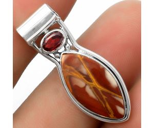 Natural Noreena Jasper & Garnet Pendant SDP117630 P-1130, 10x21 mm