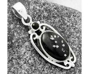 Snow Flake Obsidian & Black Onyx Pendant SDP117674 P-1623, 11x17 mm