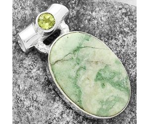 Natural Larsonite Jasper & Peridot Pendant SDP117751 P-1300, 14x21 mm