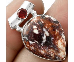 Natural Indian Blanket Jasper & Garnet Pendant SDP117768 P-1300, 17x21 mm