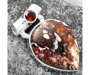 Natural Indian Blanket Jasper & Garnet Pendant SDP117768 P-1300, 17x21 mm