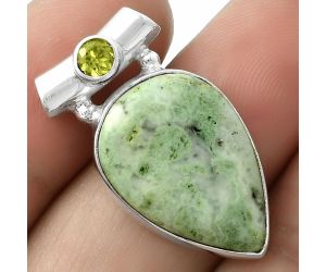 Natural Larsonite Jasper & Peridot Pendant SDP117769 P-1300, 15x21 mm