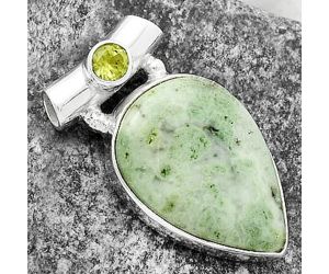 Natural Larsonite Jasper & Peridot Pendant SDP117769 P-1300, 15x21 mm