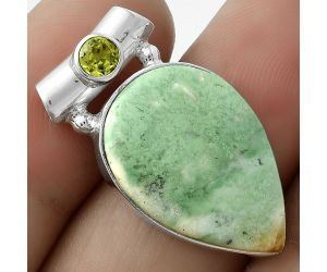 Natural Larsonite Jasper & Peridot Pendant SDP117772 P-1300, 15x22 mm