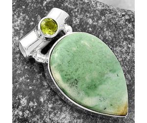 Natural Larsonite Jasper & Peridot Pendant SDP117772 P-1300, 15x22 mm