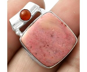 Natural Pink Tulip Quartz & Carnelian Pendant SDP117782 P-1300, 18x18 mm