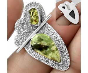 Chrome Chalcedony & Peridot Rough Pendant SDP117938 P-1338, 9x17 mm