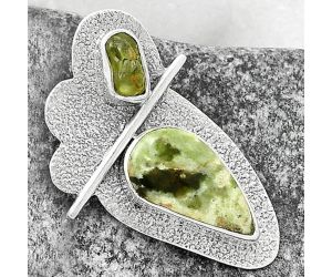 Chrome Chalcedony & Peridot Rough Pendant SDP117938 P-1338, 9x17 mm