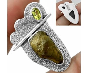 Rare Kornerupine Rough & Peridot Pendant SDP117940 P-1338, 9x18 mm