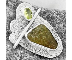 Rare Kornerupine Rough & Peridot Pendant SDP117943 P-1338, 10x16 mm