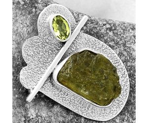 Rare Kornerupine Rough & Peridot Pendant SDP117953 P-1338, 11x15 mm