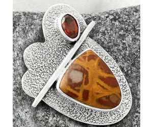 Natural Noreena Jasper & Garnet Pendant SDP117984 P-1338, 12x14 mm