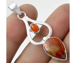 Natural Red Moss Agate & Carnelian Pendant SDP118007 P-1589, 11x16 mm