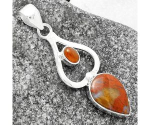 Natural Red Moss Agate & Carnelian Pendant SDP118007 P-1589, 11x16 mm