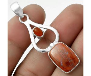 Natural Red Moss Agate & Carnelian Pendant SDP118016 P-1589, 11x16 mm