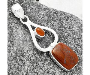 Natural Red Moss Agate & Carnelian Pendant SDP118016 P-1589, 11x16 mm