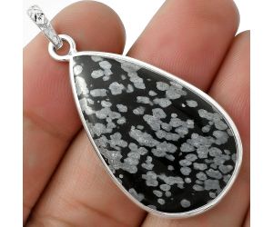 Natural Snow Flake Obsidian Pendant SDP118249 P-1001, 21x35 mm