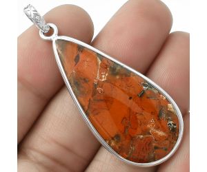 Natural Red Brecciated Jasper Pendant SDP118297 P-1001, 18x40 mm