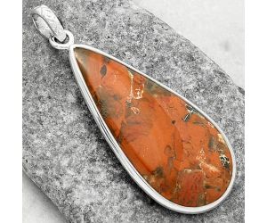 Natural Red Brecciated Jasper Pendant SDP118297 P-1001, 18x40 mm