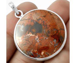 Natural Red Moss Agate Pendant SDP118315 P-1001, 28x28 mm