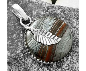 Leaf - Natural Iron Tiger Eye Pendant SDP118508 P-1641, 22x22 mm