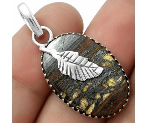 Leaf - Natural Iron Tiger Eye Pendant SDP118516 P-1641, 17x24 mm