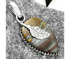 Leaf - Natural Iron Tiger Eye Pendant SDP118526 P-1641, 16x26 mm